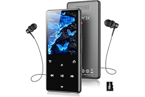 AGPTEK 128GB MP3 Player with Bluetooth 5.4, M6 2.4 inch Music Player with One-Click Recording, Built in Speaker and FM Radio, Touch Buttons(Black)
