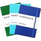 PAPERAGE Lined Journal Notebooks, 3 Pack, (Royal Blue, Sky Blue, Green), 160 Pages, Medium 5.7 inches x 8 inches - 100 GSM Th