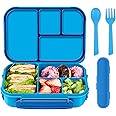 Amathley Lunch Box Kids,Bento Box Adult,Leakproof Lunch Containers for Adults/Kids/Toddler,1200ML-4 Compartments bento Lunch box with Utensil,Microwave & Dishwasher & Freezer Safe (Blue)