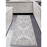 MaxRugrs Washable Runner Rug Non Slip Kitchen Rug Runners for Hallways,Stain Resistant Vintage Floor Carpet Runners for Entryway,Laundry Room,Bedroom-Beside Area Rugs(2x6,Ivory Grey)