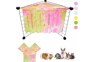 VOZRELS Guinea Pig Hideout, Cute Guinea Pig Corner Fleece Forest Hideaway 3-Side Curtain, Rabbit Hammock Toy and House Bed for Bunny, Ferret, Chinchilla and Small Animal Cage Accessories (Multicolor)