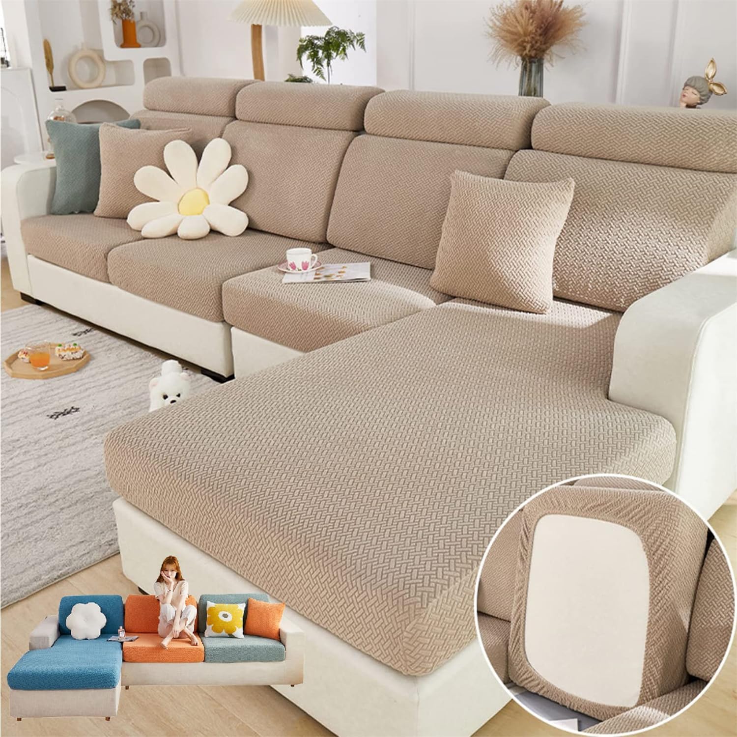 Slipcovers - LAZGET Magic Sofa Cover,Interior Magic Sofa Covers,Magic Sofa Cover Stretch Washable,Stretch Interior Magic Sofa Covers (Coffee, Seat Cover)
