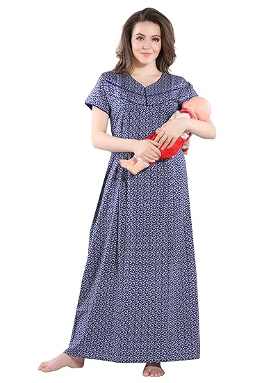 Print Maternity Feeding Nighty for Womens/Mothers