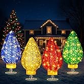Sumind 4 Pack Giant Christmas Lighted Holiday Lamp Post for Indoor and Outdoor, Retractable Bulb Shape Floor Decorations Flash Onion Cloth Christmas Warm Holiday Atmosphere Display with 160 LED