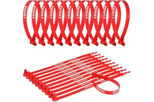 Faccito 300 Pack Plastic Truck Seals Tamper Evident Security Tag Trailer Seal, Each is Numbered Sequentially, Numbered Safety Disposable Lock for Logistics Transport Package Shipping Tag(Red)