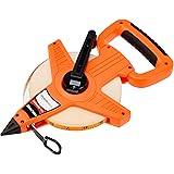 Amazon Basics Open Reel Fiberglass Tape Measure - 100-feet (30-Meters) by 1/2-Inch, Inch/Metric Scale, Impact Resistant Shell