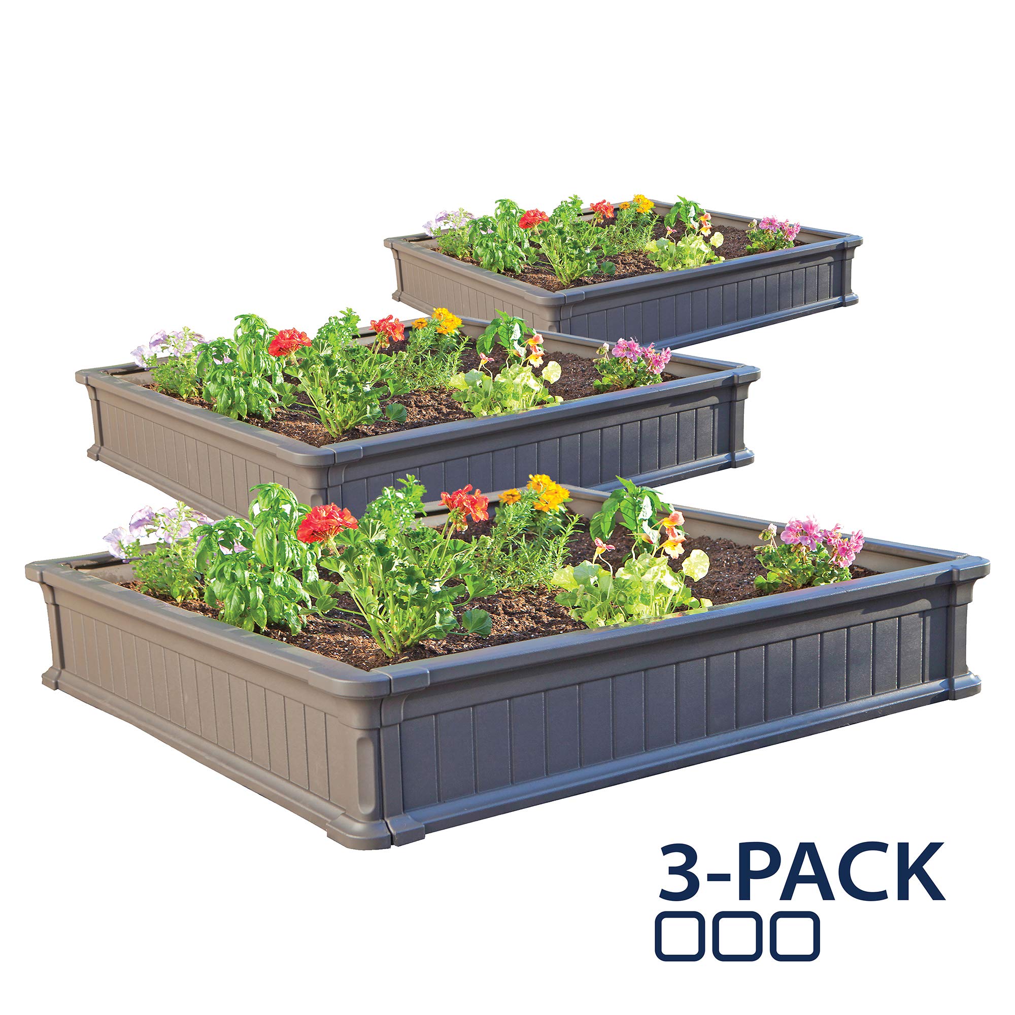 Lifetime 60069 Raised Garden Bed Kit 4 x 4 Ft Stackable weather