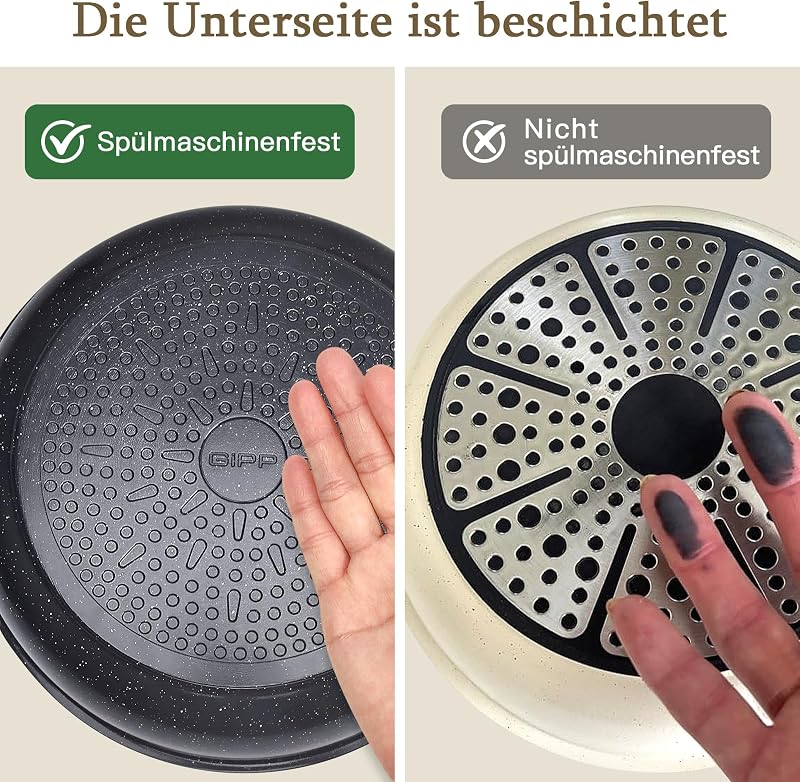 15-teiliges Granit Topf- und Pfannenset,Antihaft mit abnehmbarem Griff