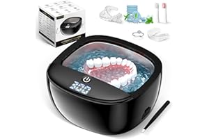 LOEVCC Wireless Ultrasonic Retainer Cleaner, Rechargeable Ultrasonic Cleaning Machine for Dentures, Retainer, Aligner, Mouthguards and Toothbrush Head, 43kHz Portable Ultra Sonic Jewelry Dental Clean Pod