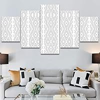 SIGNWIN 5 Panel Canvas Wall Art Modern Art Decorative Elements Fun Geometric Mixed Media Multicolor Patterns for Home Decorations Ready to Hang - 60