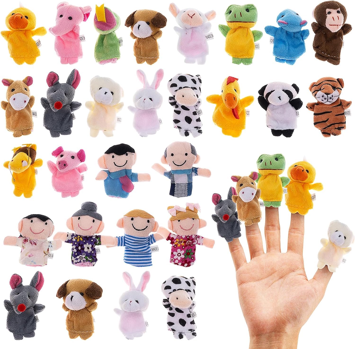 28 Pcs Finger Puppet Set, Mini Stuffed Animals Finger Puppet for Storytelling, Role Playing, Schools Teaching Shows, Birthday Party Gift Favor Supplies