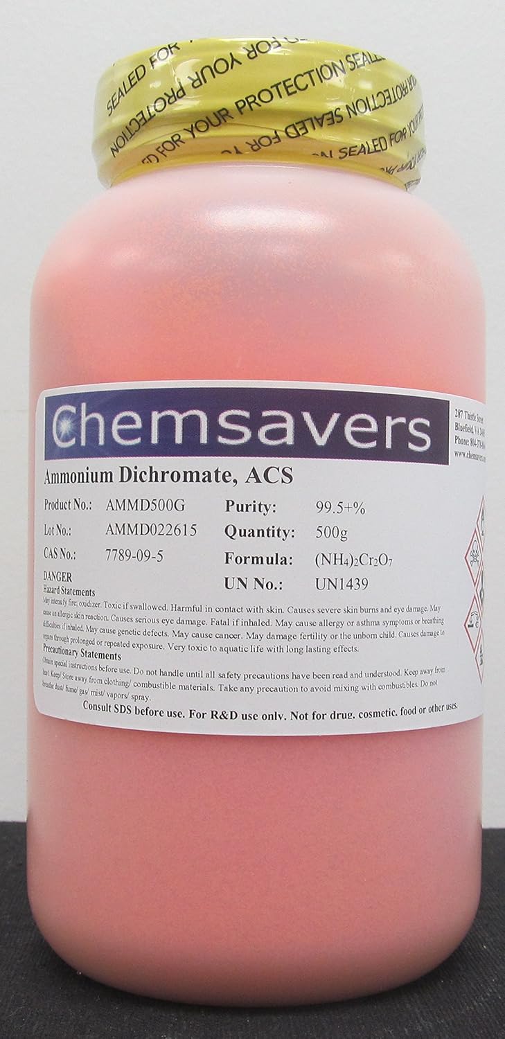 Ammonium Dichromate Acs 99 5 Certified 500g Amazon Com Industrial Scientific