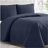 Mellanni King Bedspread Coverlet Set - Bedding Cover with Shams - Ultrasonic Quilting Technology - 3 Piece Oversized Quilt Set - Bedspreads & Coverlets (King, Navy)