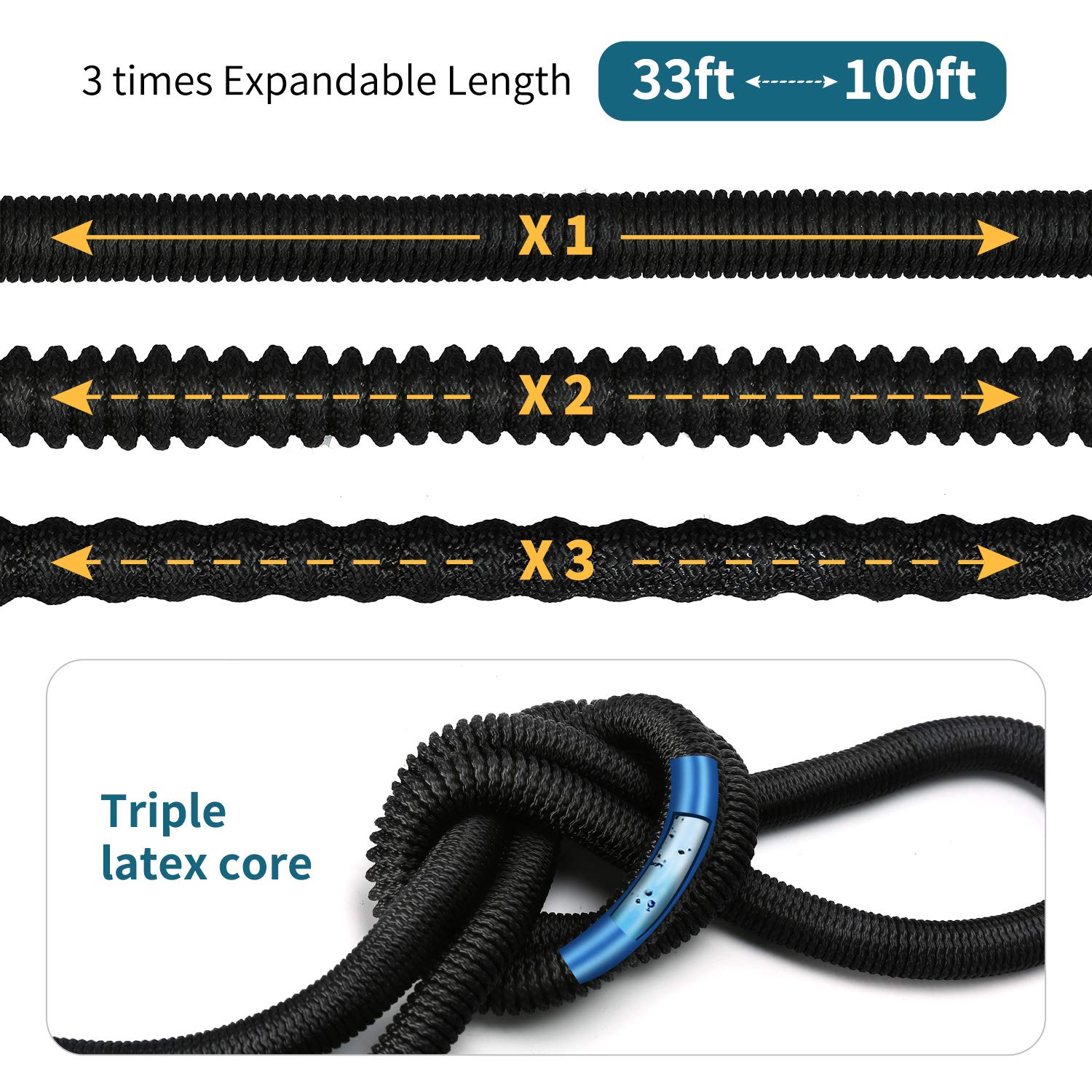 Uverbon Gartenschlauch Ausziehbar 30M/ 100FT Wasserschlauch mit Massivem Messing Steckverbinder, Triple Latex Core 9-Pattern Sprühdüse, Starke und Flexible Schlauch für Garten, Rasen, Pet Dusche