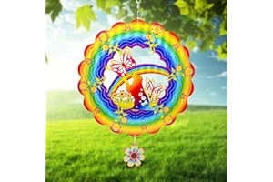 MRHEPHAESTUS Dog Metal Wind Spinners, Mothers Day Dog Gifts for Women Mom Grandma Wife Men Dog Lovers, 12 inch Lage 3D Stainless Steel Hanging Wind Spinner for Outdoor Indoor Home Yard Art Garden Decorations