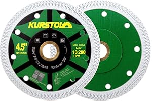 KURSTOL Tile Porcelain Diamond Blade - 2pcs 4.5"/115mm Super Thin Diamond Cutting Disc Wheel,Arbor 7/8"-5/8" for Ceramic Gran