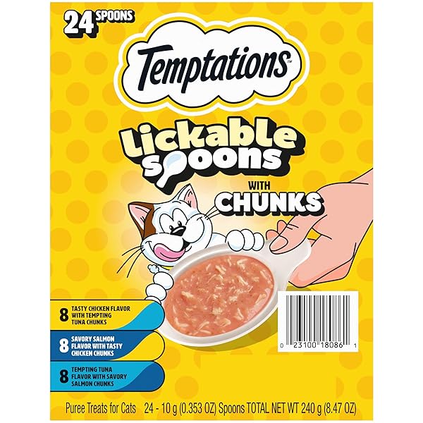 TEMPTATIONS LICKABLE SPOONS, SOFT LICKABLE CAT TREATS, ADULT...