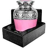 Trupoint Memorials Small Urns for Human Ashes Keepsake, Decorative Mini Cremation Urn for Adult Men and Women, Small Light Pink with Silver Lining