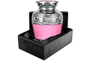 Trupoint Memorials Small Urns for Human Ashes Keepsake, Decorative Mini Cremation Urn for Adult Men and Women, Small Light Pink with Silver Lining