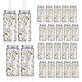 Whaline 20Pcs Western Cowboy Plastic Cups with Lids and Straws 13.5 oz Cowboy Boot Clear Party Drinking Cups Reusable Tumblers for Birthday Baby Shower Bachelorette Party Supplies