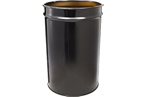 Justrite 26014K Cease-Fire Steel Drum, 30 Gallon Capacity, 19-1/4" OD x 29" Height, Black