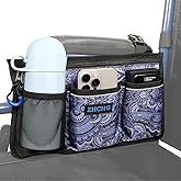 ZHCHG Wheelchair Side Bag, Wheelchair Armrest Pouch Accessories with Cup Holder, Storage Bag for Walker, Rollator, Electric Scooter Wheelchairs, Ideal Gift for Mother's Day & Father's Day (Navy)