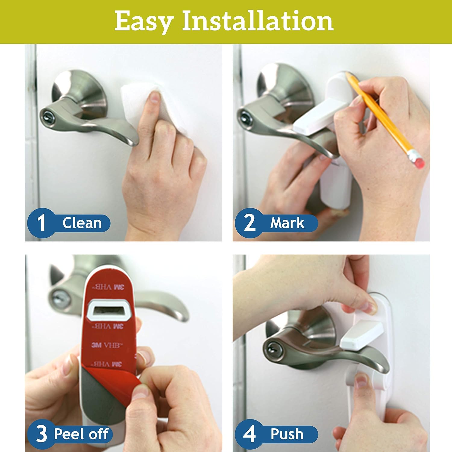 Jolik Improved Childproof Door Lever Lock(4 Pack) - Child Door Handle Lock, Easy to Install and No Drill, No Screw - Image 5