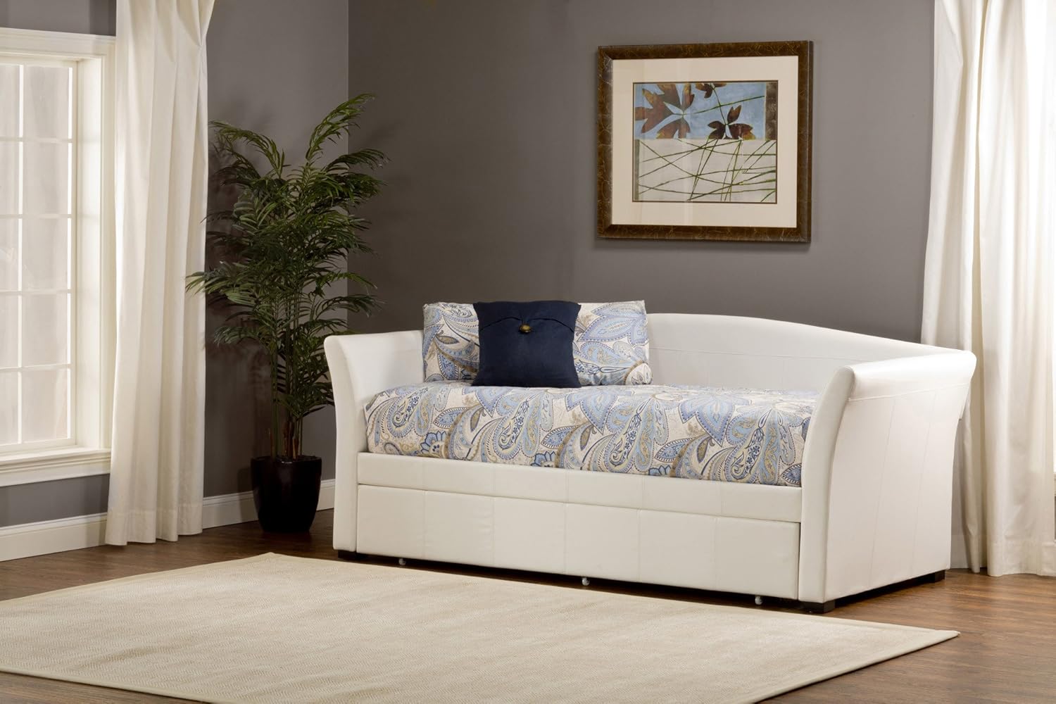 Amazon Com Hillsdale Montgomery Daybed With Trundle In White Faux Leather Furniture Decor