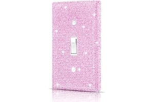 Wall Plate Light Switch Cover, Standard Size 4.50" x 2.76", Dengduoduo Silver Pink Rhinestones Bling Decorative Wall Plate Light Switch Outlet Cover for Bedroom Accessories Home Decor