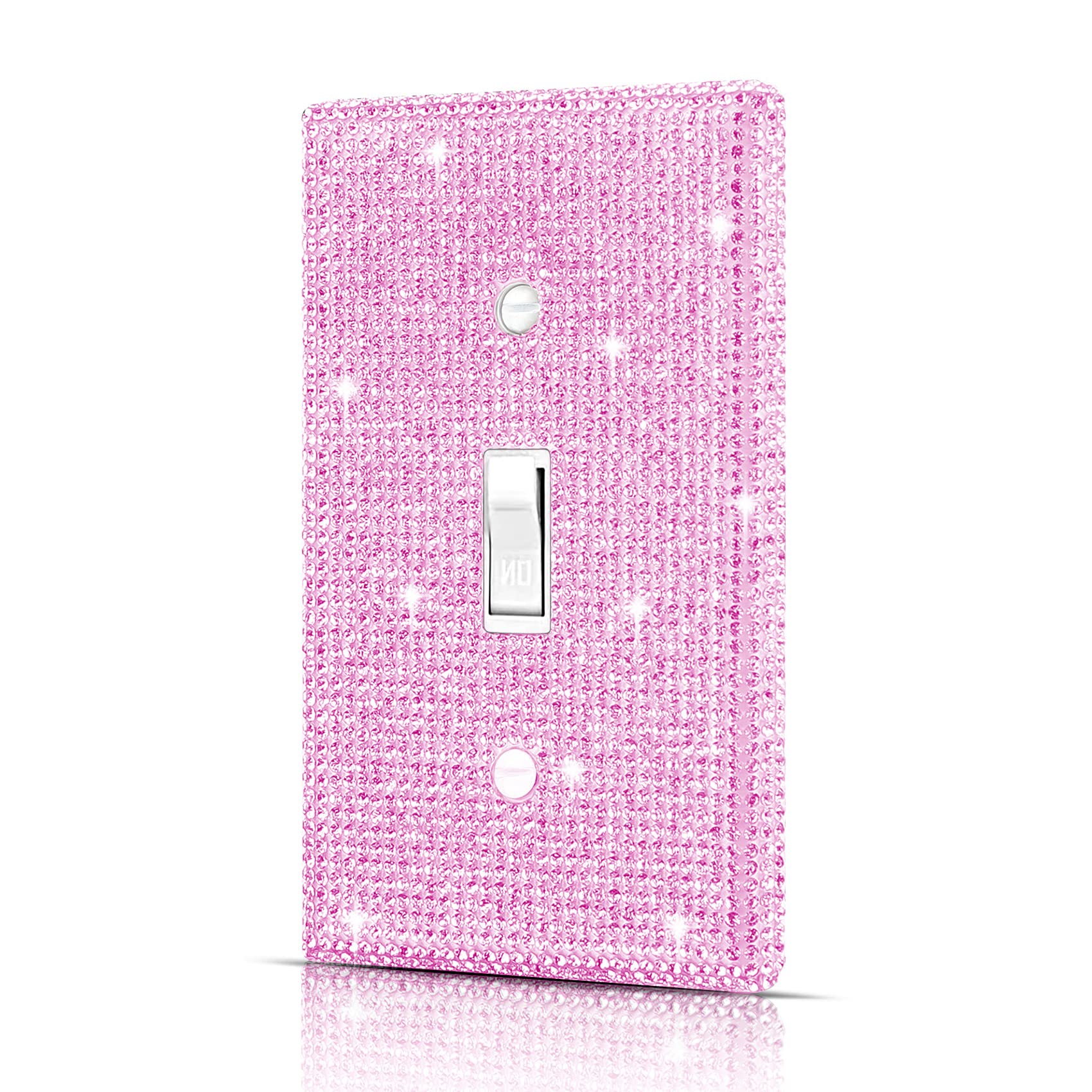 Photo 1 of Wall Plate Light Switch Cover, Standard Size 4.50" x 2.76", Dengduoduo Silver Pink Rhinestones Bling Decorative Wall Plate Light Switch Outlet Cover for Bedroom Accessories Home Decor