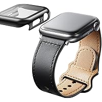 Adepoy Bands Compatible for Apple Watch Band 44mm 42mm 40mm 38mm, Top Grain Leather Apple watch Bands for Man Women…