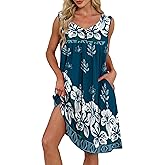 Bestshow House Dresses for Women Moo Moo Nightgown Sleeveless Sleepwear Mumu Dress Nightshirt With Pockets