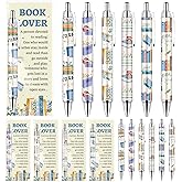 WZSTNBLA 24Pcs Book Lovers Pens with Inspirational Bookmarks Reading Bookish Party Supply Ballpoint Pens Book Club Gifts for Women Readers Librarians Bookworms Appreciation Birthday Accessories