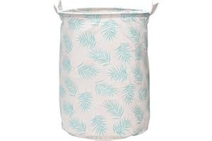 Bins & Things | Large Storage Toy Box Bin -Blue Tropica Plant Pattern - Baby Laundry Basket Bin - Lightweight and Collapsible Clothes Hamper Organizer for Home, Dorm, Bedroom, Closet, and Nursery Home