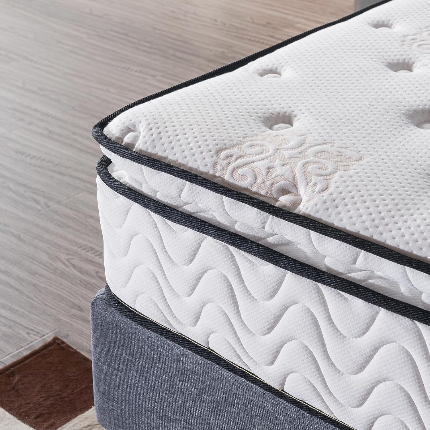 Jacia House Queen Mattress 11.4 Inch Pillow Top Pocket Spring Hybrid Mattress, Memory Foam Innerspring Firm Bed in a Bag