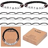 20 Pcs Football Bracelet, Football Party Favors,Adjustable Woven Sport Bead Ball Charm Bracelet with Inspirational Cards,Sport Bracelets Sports Accessories for Ball Team Lovers Players Birthday Gifts