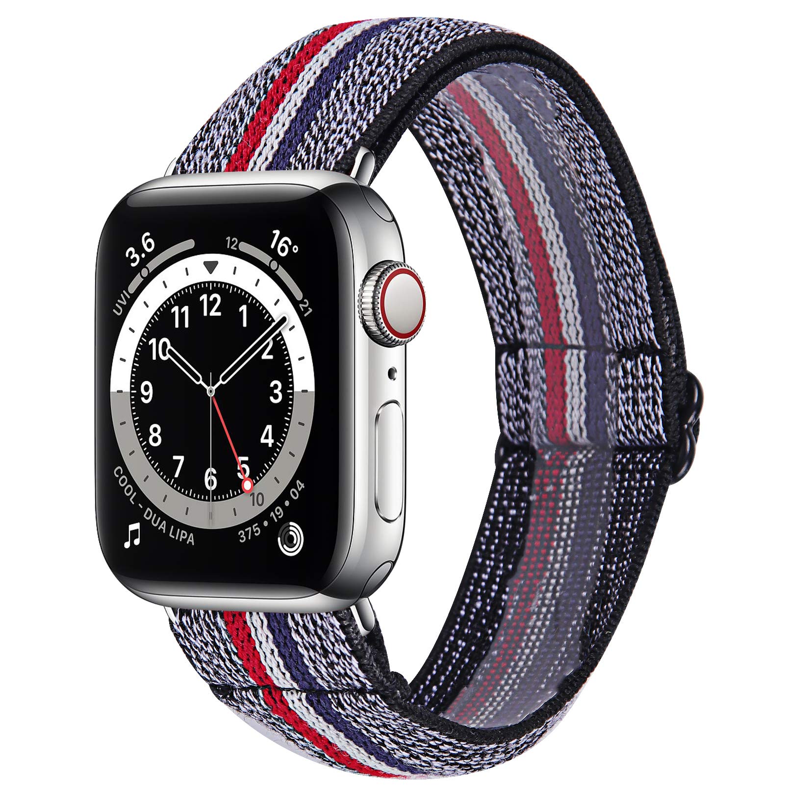 TRISTRAPS 42mm/44mm Elastic Nylon Watch Strap Compatible with Apple Watch iwatch Series SE/6/5/4/3/2/1,Soft Breathable Replacement Sport Wristbands for Men/Women