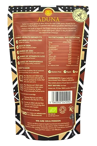 ADUNA ORGANIC FONIO ANCIENT SUPERGRAIN, 250 GR