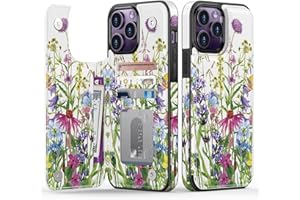 Goodon for iPhone 14 Pro Max Case Wallet - Flip Folio Leather Cover with Trendy Floral Design, 4 Card Slots & Kickstand Function, Protective Phone Case for Women and Girls - Blooming Wildflowers