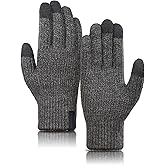 TRENDOUX Merino Wool Thick Winter Gloves for Men Women Touchscreen Fingers Stretch Warm Soft Skin-Friendly Anti-pilling