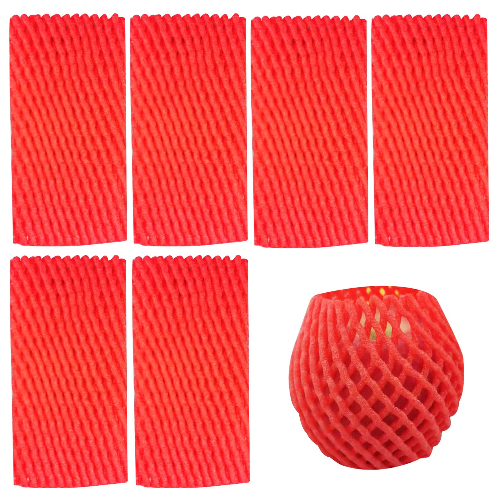 Photo 1 of 50 Pieces Fruit Protection Bags Foam Mesh Keep Safe Mesh Sleeves for Large Supermarkets, Fruit Shops (Red-10x6cm)