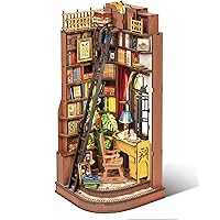 Rolife DIY Book Nook Kit Silent Corner Study, 3D Puzzles Creative British Bookend Bookshelf Decor for Adults, Tiny House Mini