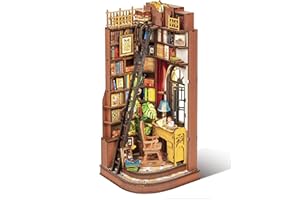 Rolife DIY Book Nook Kit Silent Corner Study, 3D Puzzles Creative British Bookend Bookshelf Decor for Adults, Tiny House Miniature Kits Model Building Kits, DIY Crafts/Gifts for Teens & Book Lovers