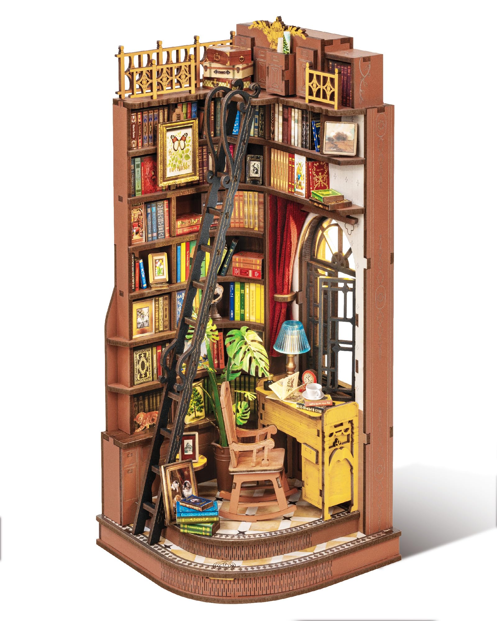 Photo 1 of Rolife DIY Book Nook Kit Silent Corner Study, 3D Puzzles Creative British Bookend Bookshelf Decor for Adults, Tiny House Miniature Kits Model Building Kits, DIY Crafts/Gifts for Teens & Book Lovers