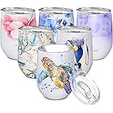 THILY Wine Tumbler Stainless Steel Insulated Stemless Wine Glass with Lid and Straw, Cute Travel Cup Keep Cold for Coffee, Cocktails, Special Collection, Sea Turtle