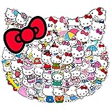 Hello Kitty Stickers 50 PCS White Theme Kawaii Cat Stickers Cute Cartoon Characters Stickers for Kids Teens Adults Waterproof