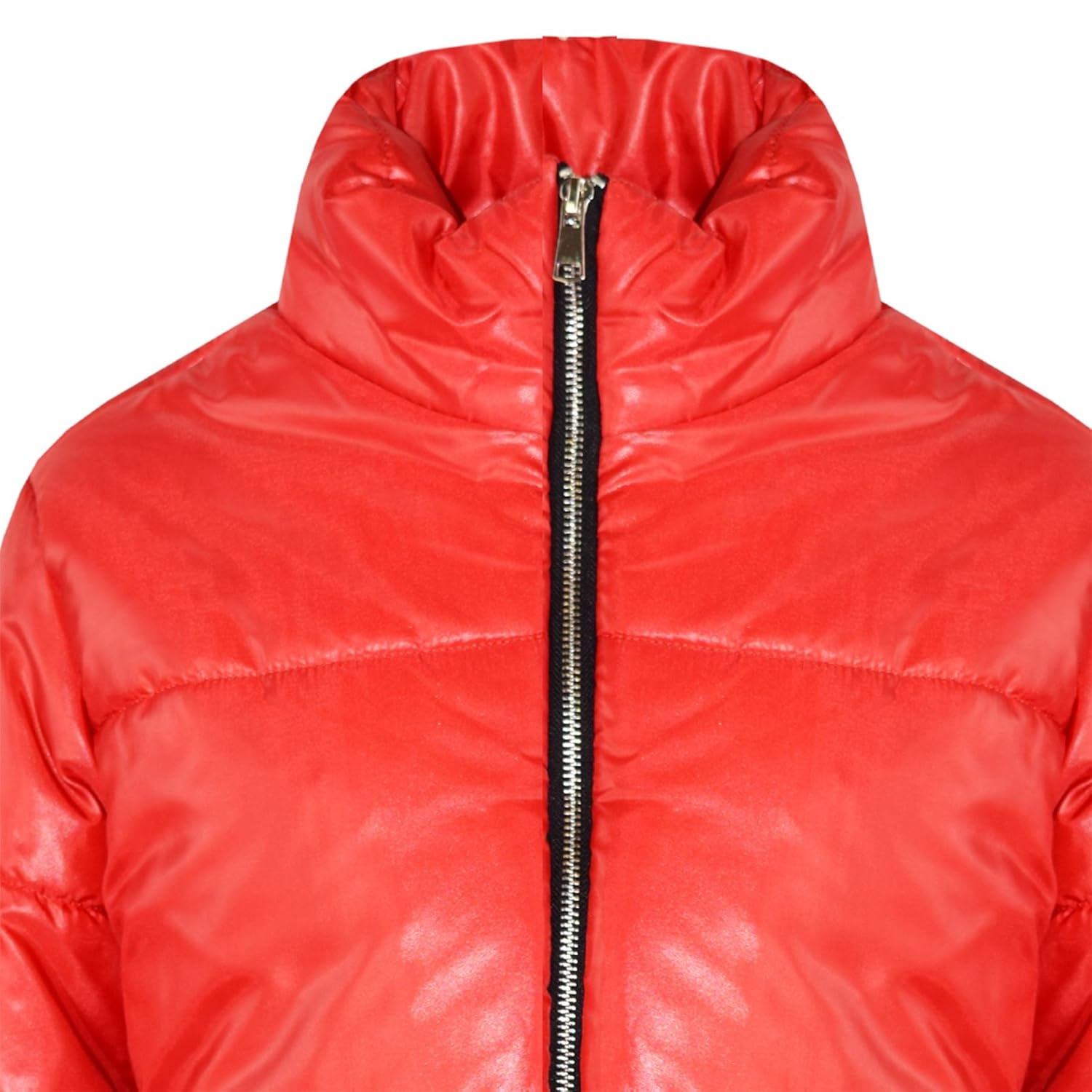 red cropped bubble coat