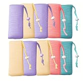 Doromy 10Packs Exfoliating Mesh Soap Bag Mesh Saver Pouch Bubble Foaming Nets Pocket Drawstring Foaming Net Soap Bag for Shower Body Facial Cleaning Tool Random Color