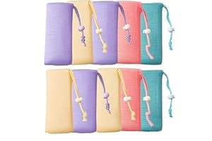 10Packs Exfoliating Mesh Soap Bag Mesh Saver Pouch Bubble Foaming Nets Pocket Drawstring Foaming Net Soap Bag for Shower Body