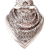 Mariorlsy 35" Men's Silk Cowboy Scarf - Oversized Western Bandana Neckwear, Large Square Scarf with Gift Packaging